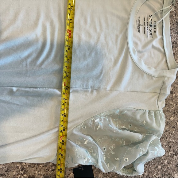 Torrid Super Soft Fit & Flare Dress 1X Pale Blue Embroidered Puff Sleeve NWT.B15 - Picture 9 of 10